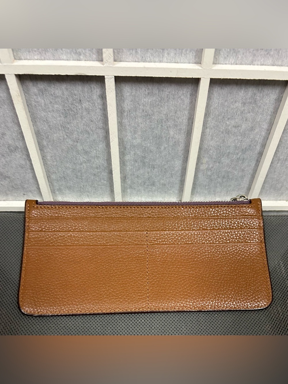 Coach Brown Pebbled Leather Zip Pouch